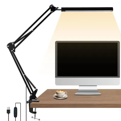 Produktbild von Schreibtischlampe LED klemmbar LED Schreibtischlampe Dimmbar 3 Farbtemperaturen Verstellbarer Leselampe Augenschutz Tischlampe USB Klemmleuchte