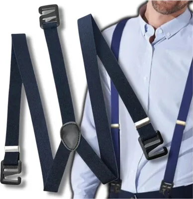 Immagine prodotto di Bretelle elastiche, larghe, blu navy, robuste per pantaloni da uomo all'aperto