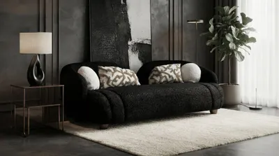 Produktbild von Dreisitzer Polstersofa Beige Modern Stoffbezug Holzfüße Couch Raum
