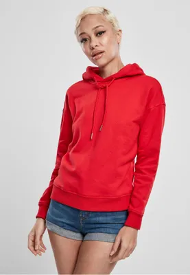 Immagine prodotto di Urban Classics TB1524 | Felpa con cappuccio da donna con polsini a coste - Colore: Rosso fuoco - Taglia: XS