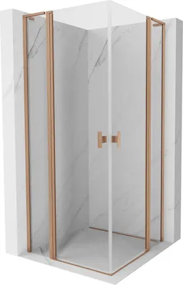 Produktbild von Mexen Mist L Duo Pendeltür-Duschkabine 95 x 95 cm, transparent, gebürstetes Kupfer - 8A4L-095-095-65-00
