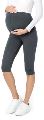 Image de Leggings de grossesse 3/4 en coton Be Mammy BE20-229 (Graphite, L)