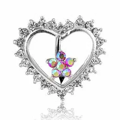 Produktbild von Taffstyle Bauchnabelpiercing Reverse Bauchnabelpiercing Herz Blume mit Zirkonia Kristallen