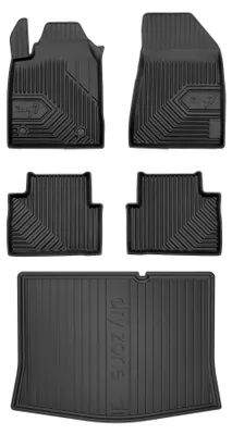 Image de Tapis en caoutchouc + bac de coffre pour Alfa Romeo Giulietta 2010-2020 (hayon, coffre standard) – 5 pièces, noirs, sur mesure