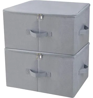 Productafbeelding van Stofbestendige opbergboxen met rits, inklapbaar, 2 stuks, lichtgrijs