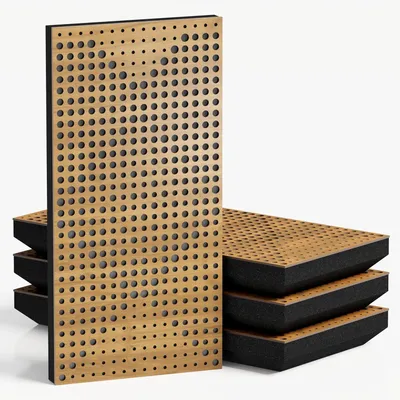 Imagen del producto de Juego de 10 paneles acústicos estrechos WILDS-F, 50x25x5 cm, roble/gris