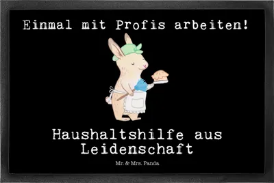 Produktbild von Mr. & Mrs. Panda fußmatte Haushaltshilfe Leidenschaft 50 x 75 cm - Schwarz - Geschenk, Bodenvorleger, Putzfrau, Schmutzfänger, Gummimatte, Reinigungskraft, Witzig, Spruch