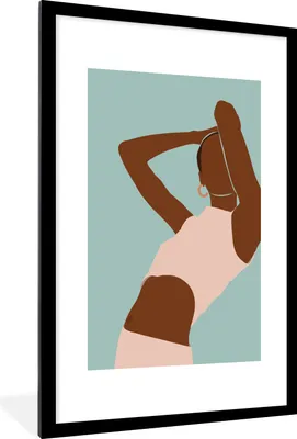 Produktbild von MuchoWow® Gerahmtes Poster Frau - Sommer - Abstrakt 60x90 cm - Poster mit Schwarzem Bilderrahmen Wandposter Rahmen Foto Bilder - Dekoration - Wandposter Wohnzimmer - Hochwertig