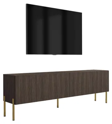 Image de Meuble TV en chêne Dunin, pieds droits dorés, 170 x 32 x 52 cm
