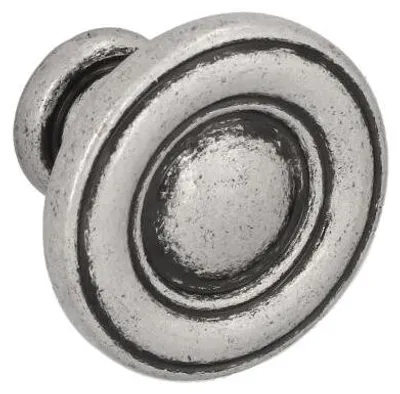 Produktbild von Knopf für Möbel aus Zinklegierung, Durchmesser 31 mm, gebürstetes Silber, Set mit 25 Stück