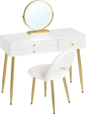 Produktbild von Schlafzimmer-Spiegelkommode - Moderne - Weiß/Gold