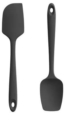 Productafbeelding van Siliconen deegschraper set, 2 stuks, zwart, hittebestendig tot 315°C, flexibel, antiaanbak