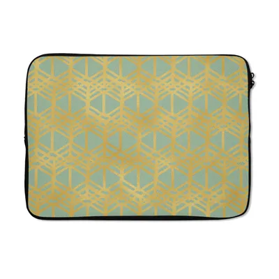 Produktbild von MuchoWow® Laptop Hülle 13 Zoll Muster - Grün - Gold - Luxus Laptoptasche - Laptophülle - Sleeve - Rundumschutz
