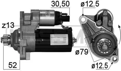 Produktbild von ERA 220877A Starter Anlasser 1,7kW für VW Polo Schrägheck (6R1, 6C1) 12V