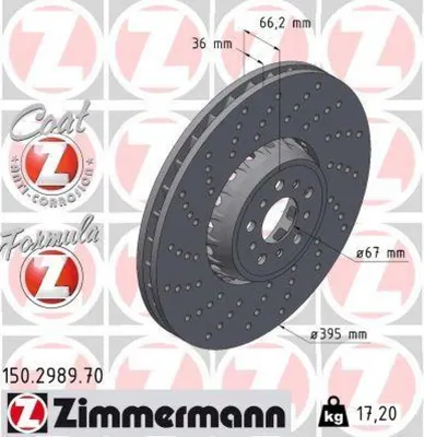 Produktbild von ZIMMERMANN Bremsscheibe Vorne Links für BMW X3 (G01, F97) 395mm 150.2989.70