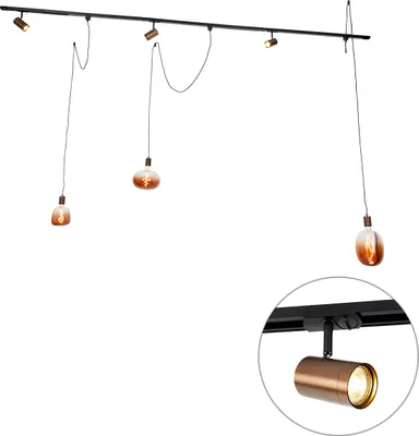 Produktbild von QAZQA - Modern 1-Phasen-Schienensystem I Spotlight I Deckenspot I Deckenstrahler I Strahler mit 3-flammig Spotbalken Spot I Spotlight I Deckenspot I Deckenstrahler I Strahler I Lampe I Leuchten und Hä
