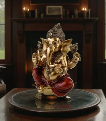 Produktbild von Dekofigur Ganesha sitzend 27 cm - Figur Deko Skulptur Statue Buddha Shiva Statue