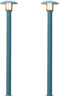 Produktbild von 2er-Set Außenstehleuchte, Gartenlaterne Alu silber, Glas opal, E27, Konstsmide