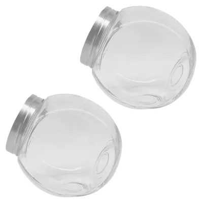 Vorratsdosen Set 2er, 2 L, transparent/silber, RVS-Deckel