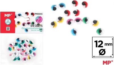Zdjęcie produktu dla Oczy ruchome samoprzylepne kolorowe 12mm