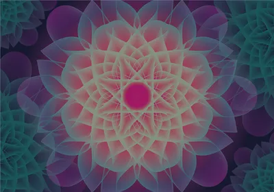 Produktbild von Vlies Fototapete 3D Effekt 450x315 cm Tapeten Wandtapete XXL geometrische Muster Abstrakt violett Blumen n-A-1289-a-a