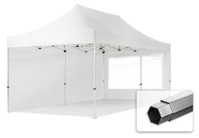 Produktbild von TOOLPORT Faltzelt PROFESSIONAL 3x6 m - mit 2 Seitenteilen (Panoramafenster) Faltpavillon ALU weiß