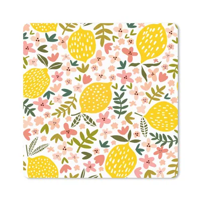 Produktbild von MuchoWow® Mauspad Mousepad Blumen - Zitrone - Blätter - Sommer 20x20 cm - Mousepads - Maus Mat - Pad - Mausunterlage - Desk Mat - Bureauartikeln