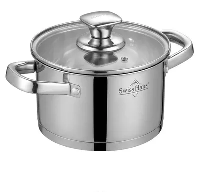 Produktbild von SWISS HAUS, Edelstahltopf mit Glasdeckel, 16 cm, Silber