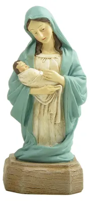 Madonna mit Kind Jesus Harsfigur 15,9 cm, blau, religiöse Dekoration