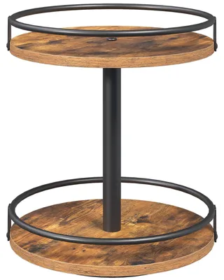 Produktbild von 2-stöckiges, drehbares Gewürzregal, Küchenorganizer, Gewürzhalter, für Arbeitsplatte, Schminktisch, Esstisch, braun und schwarz