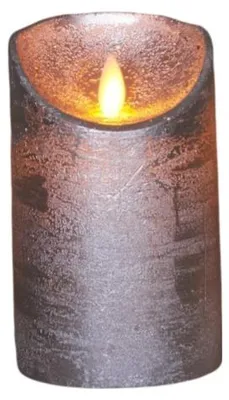 Productafbeelding van Batterijverlichting kaars wax rustiek met bewegende vlam zilver 12.5 cm Anna's Collection