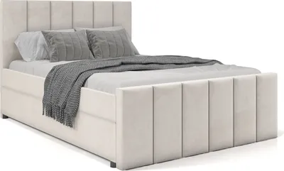 Obrázok produktu pre PREDAJ LEADER VOJENSKÁ skriňová posteľ 160x200 cm čalúnená posteľ s dvoma zásuvkami, kompletná súprava s matracom a topperom (4 cm), béžová, posteľná látka JASMINE 21