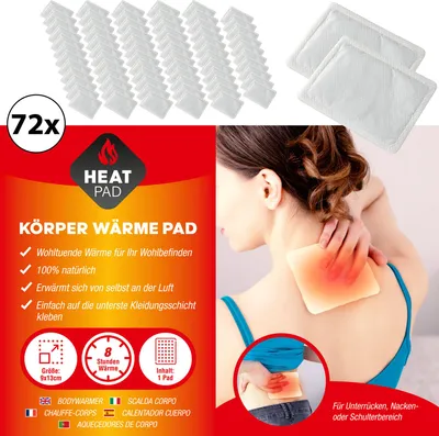 Produktbild von Wärmepad 72er Set 13x10 cm Wärmepflaster Rückenwärmer Tiefewärme Körperwärmer selbstklebend 8 Stunden Wärme Heizkissen