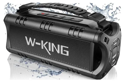 Produktbild von W-KING Bluetooth Lautsprecher (60W Max), 30W Tragbarer Musikbox, Outdoor, 24H Spielzeit, IPX6 Wasserdicht, Kabellos, Klein, Satte Bässe, TF Karte, USB