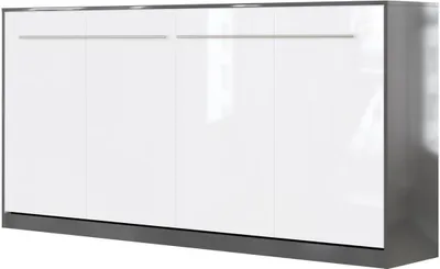 Produktbild von SMARTBett Schrankbett Standard  Anthrazit Hochglanz/Weiss Hochglanz 90 Horizontal