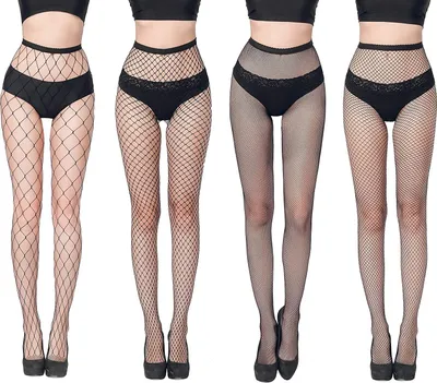 Produktbild von Damen Netzstrumpfhose mit hoher Taille, 4 Paar, hohe Taille, Netzstrumpfhose (Einheitsgröße)