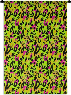 Produktbild von MuchoWow® Wandteppich Wandbehang Muster - Tiermuster - Neon 60x90 cm Tapisserie Dekoration Wandtuch - Foto-Teppich - Abwaschbar