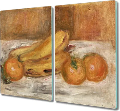 Produktbild von Coloray Schneidebrett Herdabdeckplatte 2x30x52 cm Kochplattenabdeckung Küchenbrett Hackbrett - Obst Orangen Bananen