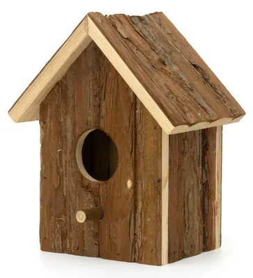 Immagine prodotto di Elzusha - Casetta per uccelli in legno rustico, con apertura di 4,5 cm, adatta per merli e passeri