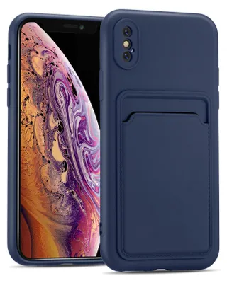 Immagine prodotto di Custodia per cellulare per Apple iPhone X / XS copertura protettiva in silicone con slot per schede Slim Wallet Case, blu