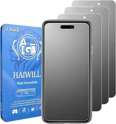 Produktbild von HAIWILL 3 Stück Displayschutz 9H gehärtetes Glas iPhone 15 Pro.Transparent