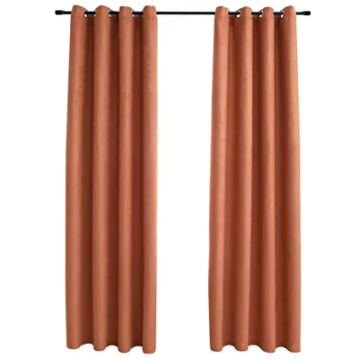 Zdjęcie produktu dla vidaXL Zasłony zaciemniające z metalowymi oczkami 2 szt. Rdzawy brąz 140x245 cm