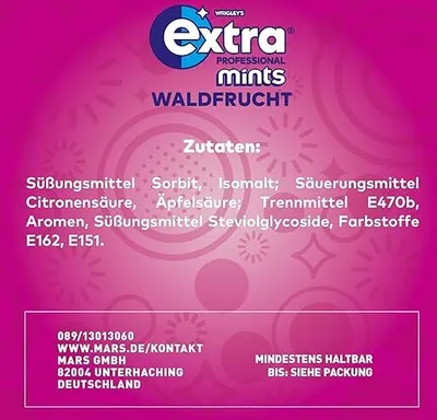 Obrázek produktu pro Wrigley's Extra Professional Mints Waldfrucht