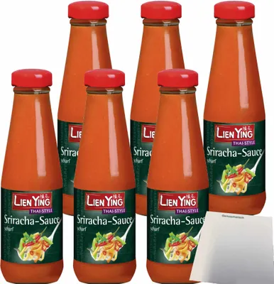 Produktbild von Lien Ying Thai Style Sriracha-Sauce scharf 6er Pack (6x200ml Flasche) + usy Block