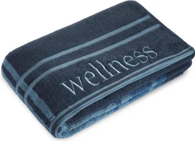 Produktbild von Wellness Saunatuch 80x200 dunkelblau Baumwolle Frottee 480g/m² Stickerei Wellness