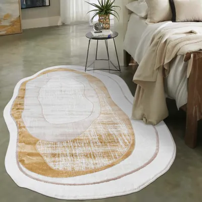 Obrázok produktu pre Mazovia Koberček Béžová Abstraktné - Obývacia Izba, Spálňa, Jedáleň, Kancelária, Nízky Fleece Nepravidelné - OEKO-TEX®, Béžová - 140 x 200 cm
