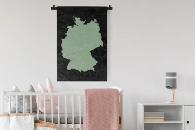 Produktbild von MuchoWow® Wandteppich Wandbehang Karte Europa - Deutschland - Weiß 60x90 cm Tapisserie Dekoration Wandtuch - Foto-Teppich - Abwaschbar