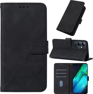 Produktbild von Hülle für Infinix Note 12i Prägung Flip Leder Kartenfächer Schutzhülle mit Ständer Schwarz