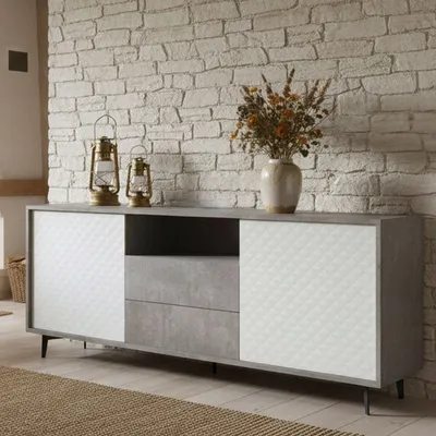 Immagine prodotto di Dmora Credenza Azis 45x184x77h cm Bianco, 2 Cassetti 2 Ante Italy