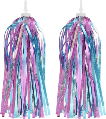 Productafbeelding van Fiets Streamers - Handvat Lint - Versier Fiets - Vrolijke Franjes - 25 cm - Blauw Roze
